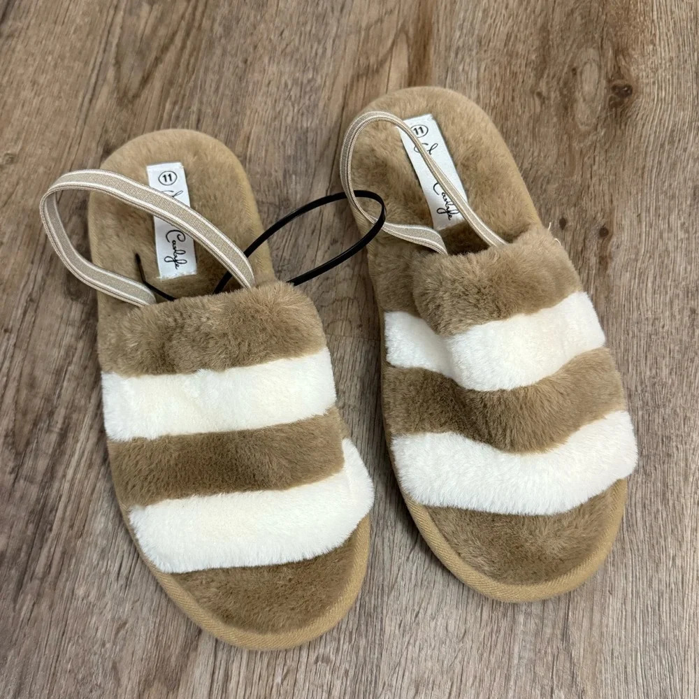 New Jessica Carlyle Faux Fur Slippers